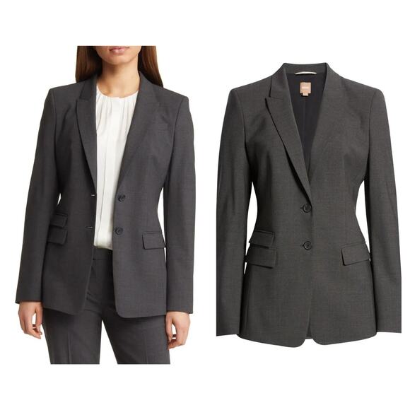 Boss Jackets & Blazers - BOSS Juicylara Virgin Wool Blazer in Charcoal NWT